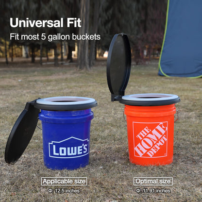 TRIPTIPS Bucket Toilet Seat with Soft Cushion, 270°Rotatable Lid,XL Portable, Luggable Loo Camping Toilet Seat for Adults and Kids, 5 Gallon