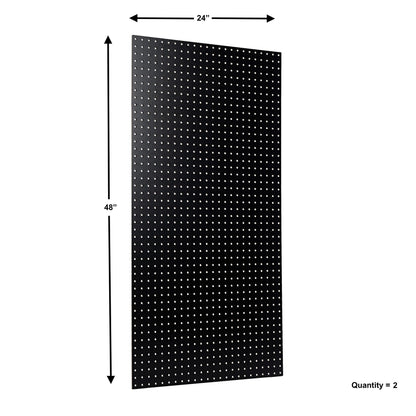 Triton Products High Density Fiberboards - Set of 2 Pegboard Wall Panels for Garage Storage and Organization, 24" x 48" (Black)