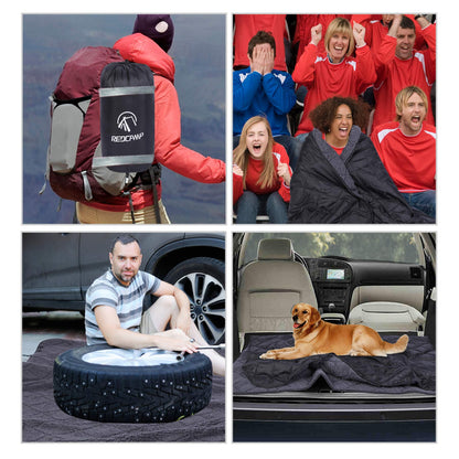 REDCAMP Large Warm Blanket with Sherpa Lining, Cold Weather Outdoor Blanket Windproof for Camping Stadium, Machine Washable 79"x 79"