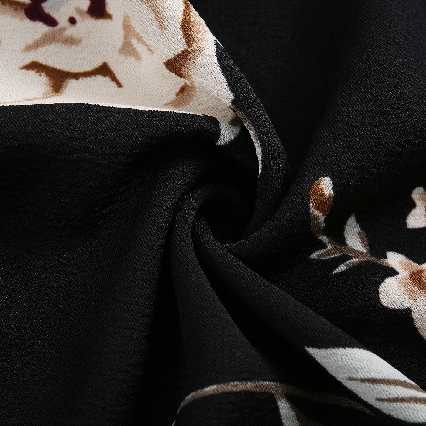 YATHON Women's Vintage Floral Flared A-Line Swing Casual Party Dresses with Pockets (YT018-Black Khaki 02-3/4, l)