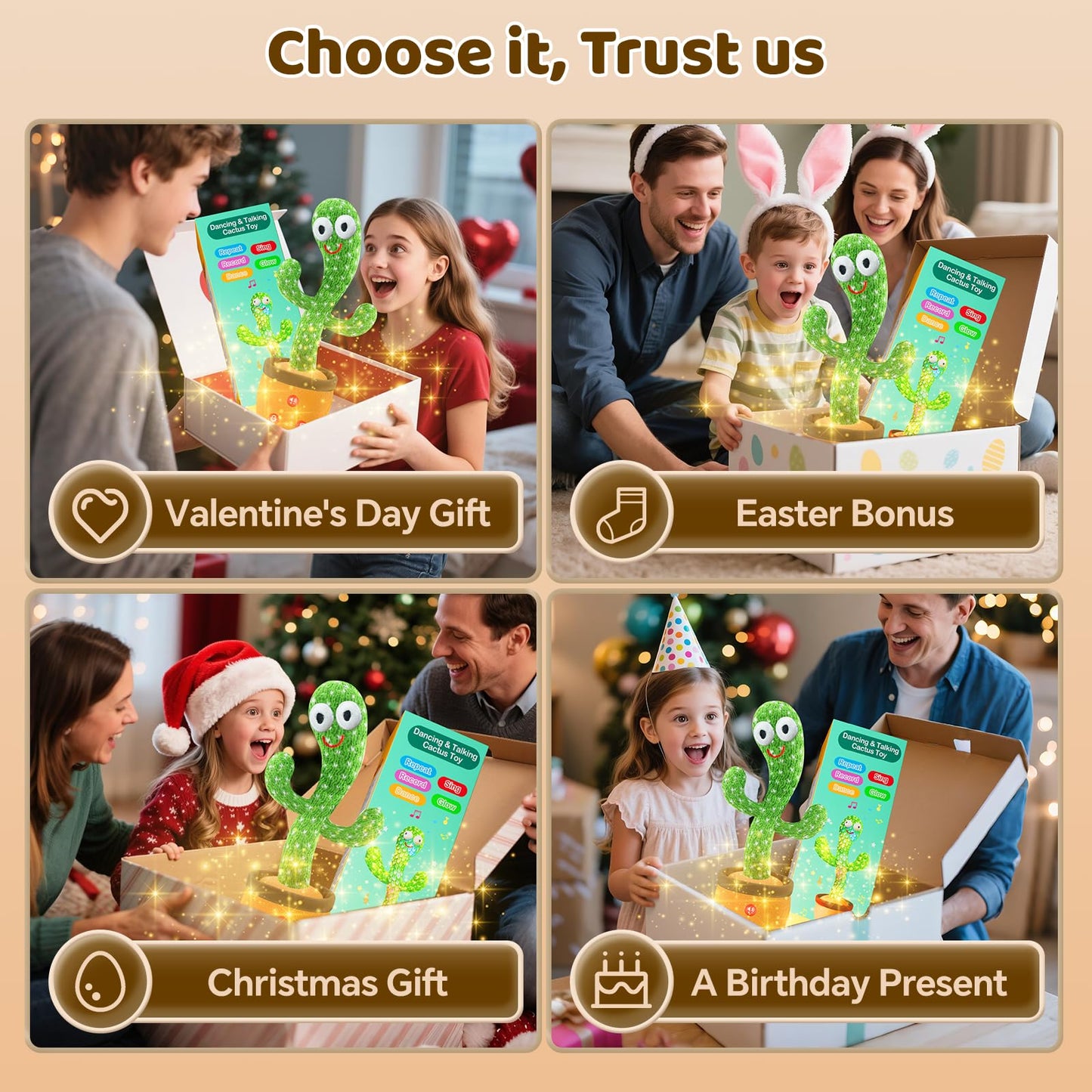 SANJOIN Dancing Talking Cactus Toy for Baby Toddler, Boys Girls Gifts Singing Mimicking Recording Repeating What You Say Baby Toys with 120 English Songs (Adjustable Volume)