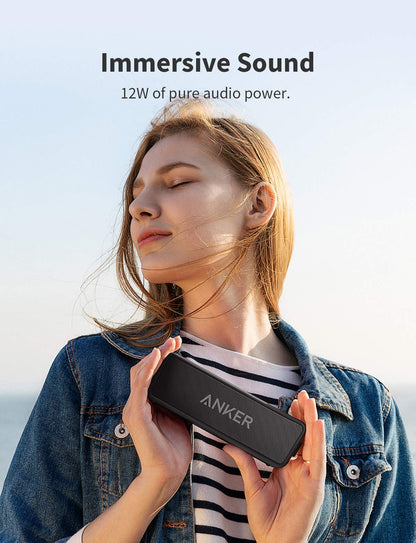 Anker Soundcore 2 Portable Bluetooth Speaker with Stereo Sound, Bluetooth 5, Bassup, IPX7 Waterproof, 24-Hour Playtime, Wireless Stereo Pairing, Speaker for Home, Outdoors, Travel