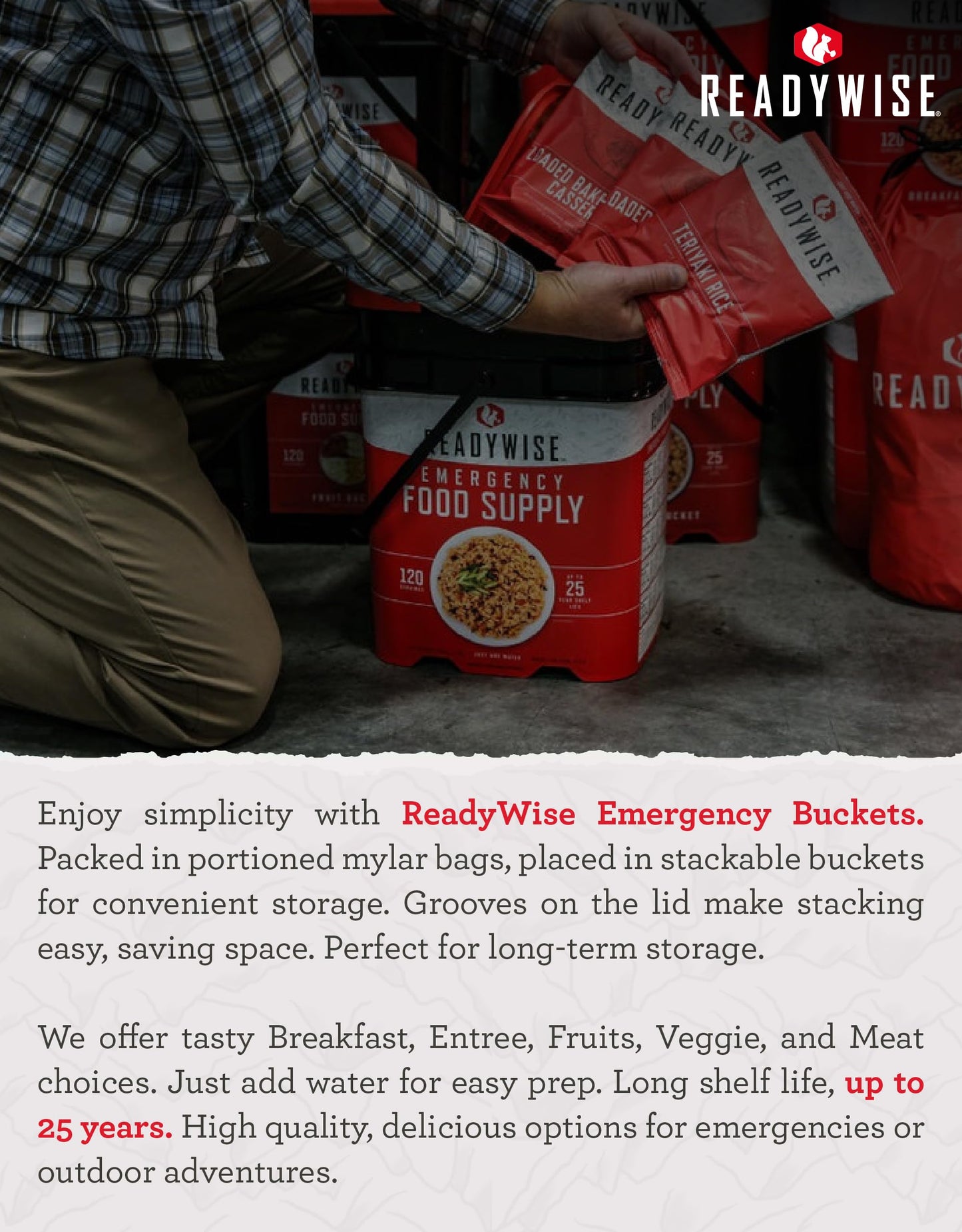 ReadyWise Emergency Food Supply - 120 Servings Fruit Bucket, Nutritious Meals, Dehydrated & Freeze Dried Food for Backpacking, Camping Essentials & Disaster Prepping Supplies, up to 25 Year Shelf Life