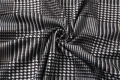 Fit and Flare Dresses for Women Vintage Casual Peter Pan Collar Flower Print Work Party A-Line Swing Dress with Pockets 978 (Plaid Black, L)