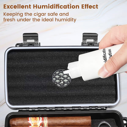 Flauno Travel Cigar Humidor Case - Portable Cigar Box with Humidifier Disc & Cigar Cutter | Waterproof | Airtight | Durable (Holds up to 10 Cigars)