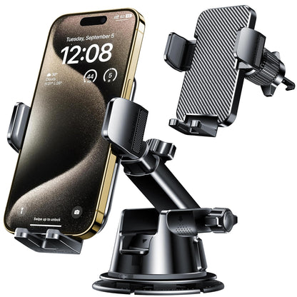 Qifutan Dash Mounted Holders Phone Holders for Your Car Phone Mount for Car Windshield Dashboard Air Vent Universal Hands Free Automobile Cell Phone Holder Fit for iPhone Smartphone