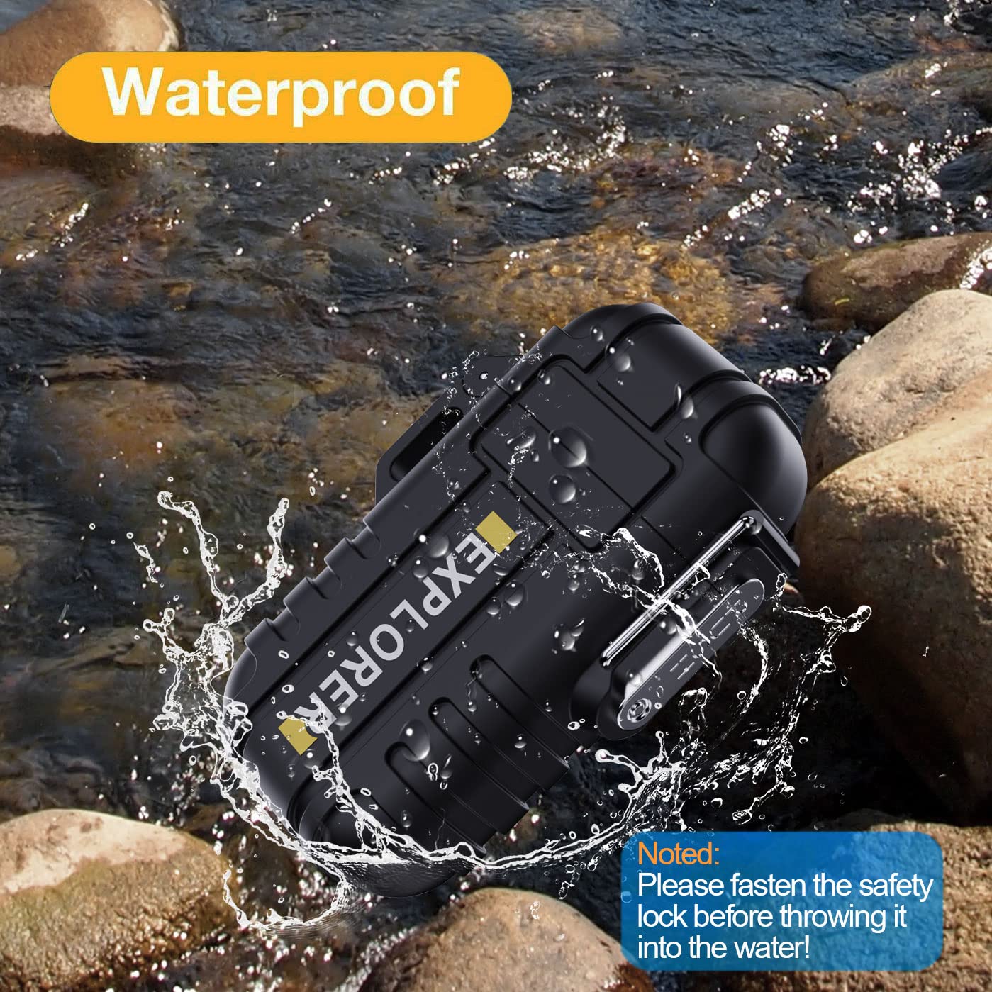 Waterproof Butane Torch Lighter Refillable Windproof Jet Flame Lighters for Fireplace Fireworks Grill Camping BBQ Lighter, Black(Without Gas)