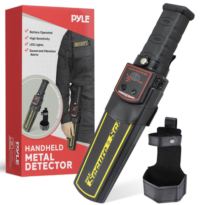 Pyle Handheld Metal Detector Security Wand - Portable Battery Operated Super Security Scanner w/ Adjustable Sensitivity, Sound Vibration Alerts, Detects Weapons, Knives and Other Metal Objects