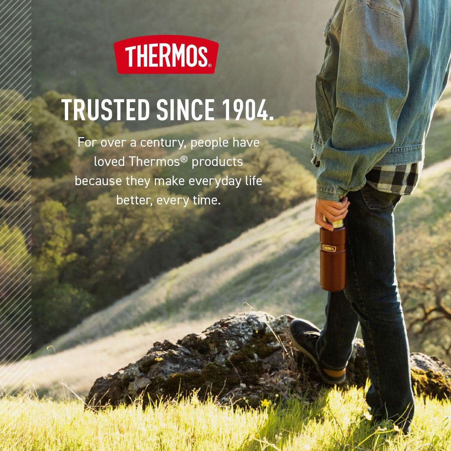 THERMOS Stainless King Vacuum-Insulated Compact Bottle, 16 Ounce, Matte Steel