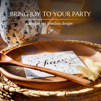 White and Gold Cocktail Napkins - Pack of 100 Disposable Bar Napkins - Wedding Baby Shower Birthday Graduation Dessert - 3 Ply - By Simple-Glee