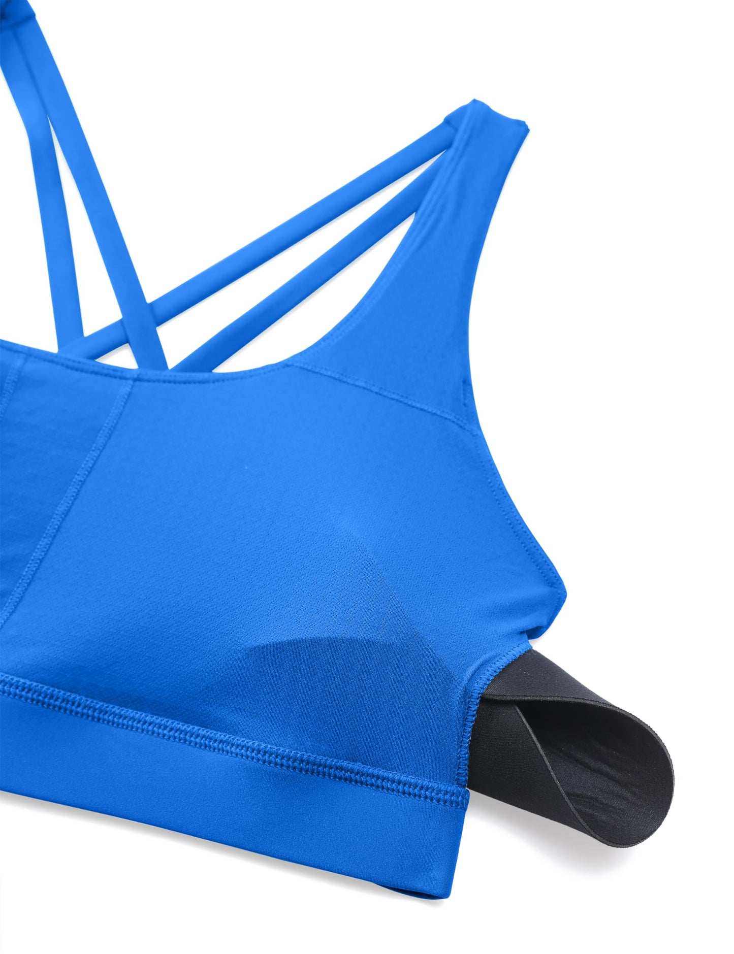 CRZ YOGA Women's Strappy Sports Bras Fitness Workout Padded Yoga Top Criss Cross Back Cami Sparkle Blue Medium