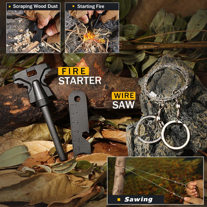 Survival Kit 14 in 1, Survival Gear and Equipment, Gifts for Men Dad Husband Him Christmas, Outdoor Fishing Hunting Camping Anniversary Birthday Gift Ideas for Boyfriend, Unique Mens Stocking Stuffers