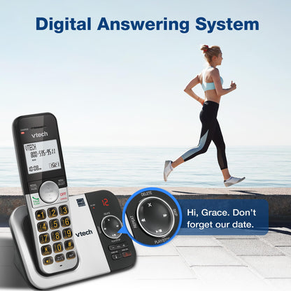 VTech VG232 Cordless Phone with Answering Machine - with Large Display Full-Duplex Speakerphone Caller ID/Call Waiting Last 10 Number Redial