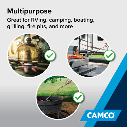 Camco Olympian GM-3X Adjustable Flame Gas Match - Features Windproof Continuous Ignition & Slender Design Equipped with Safety Lock - Refillable with Butane Lighter Fluid (57549)