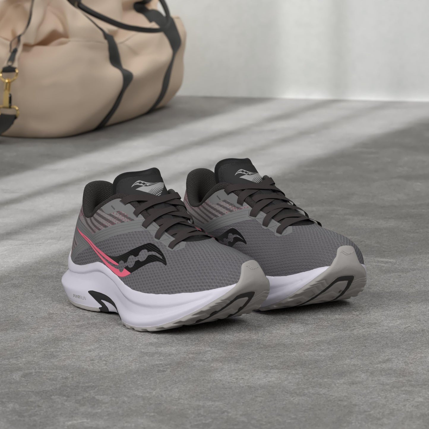 Saucony Women's Axon Road Running Shoe, Grey/Pink, 5