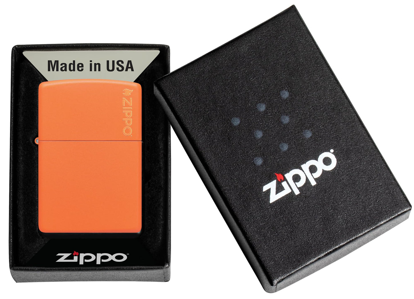 Zippo Classic Orange Matte with Logo Pocket Lighter