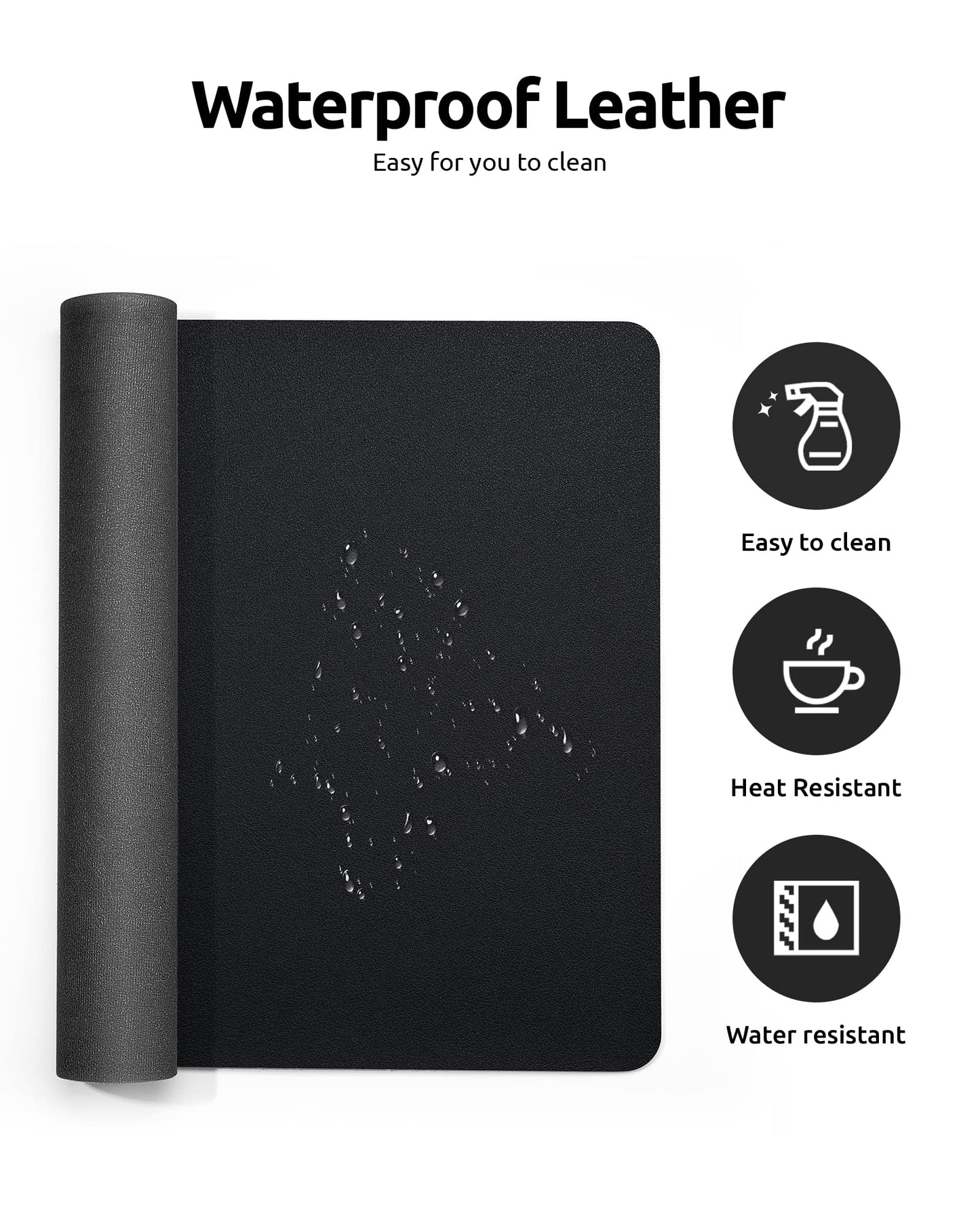 YSAGi Leather Desk Pad Protector, Office Desk Mat, Large Mouse Pad, Non-Slip PU Leather Desk Blotter, Laptop Desk Pad, Waterproof Desk Writing Pad for Office and Home (Black, 23.6" x 13.8")