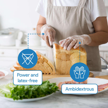 Vinyl Disposable Gloves Large - 100 Clear Food Safe Cooking and Household Cleaning Gloves - Powder-Free and Latex-Free Kitchen Glove for Meal Prep and Food Service