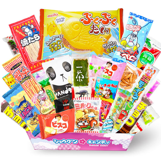 SHOGUN CANDY Box Japanese Snacks & Candy 30 Pieces Variety Dagashi Assortment
