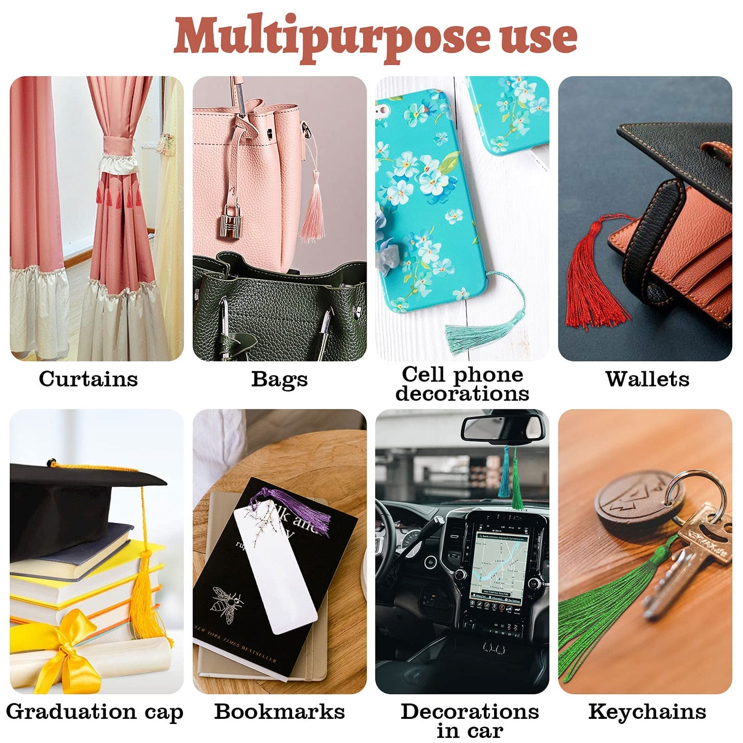 Creatrill 100 Pcs 13cm/5 Inch Silky Handmade Soft Craft Mini Tassels with Loops for Jewelry Making, DIY Projects, Bookmarks, 20 Colors, 5 Pcs of Each