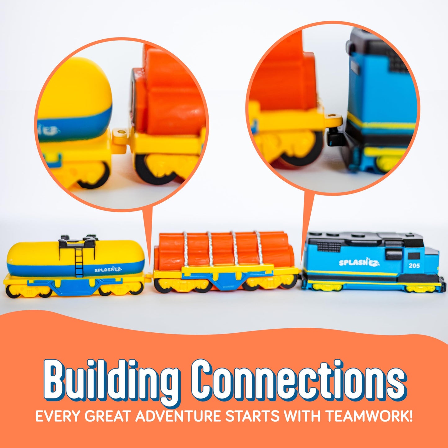 SplashEZ Train Toys for Bath | Mold Free Bath Toys for Kids & Toddlers with No Hole for Water | Train Set Ideal Size for Little Hands | Safe, Durable for Baby Tub Pool Fun for Boys Girls Ages 0 & Up