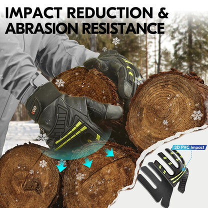 Vgo... -4℉ or above Winter Waterproof High Dexterity Heavy Duty Mechanic Glove, Anti-vibration, Anti-abrasion, Touchscreen (1 Pair,L,Green,GA8954FW)