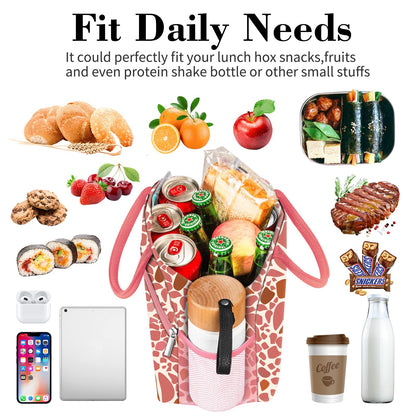 Coobiiya Lunch Bag Women, Lunch Box for Women Adult Men, Small Leakproof Cute Lunch Tote Large Capacity Reusable Insulated Cooler Lunch Container for Work/Office/Picnic/Travel-Pink Leopard