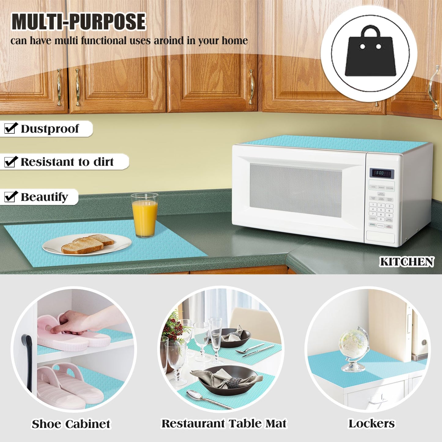 Daixers 20Pcs Refrigerator Liners, Washable Fridge Liner Shelf Mats Refrigerator Pads for Cupboard Cabinet Drawer Home Kitchen Accessories Organization (Blue)