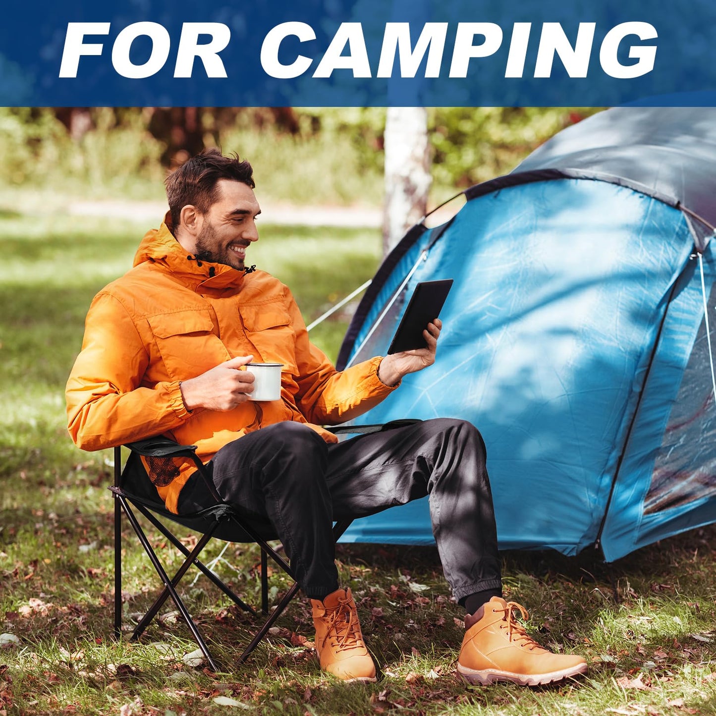 WEIDIORME 2 Pack Lightweight Camping Chairs for Adults & Teens, 250LBS Capacity Foldable Portable Chairs with Carry Bag, Compact Design for Camping, Beach, Picnics, and Outdoor Events