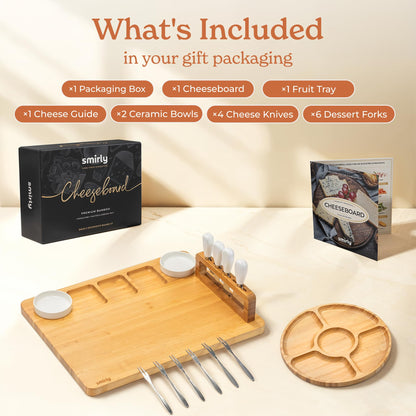 SMIRLY Charcuterie Boards Set, Large Cheese Board Set, Natural Bamboo Charcuterie Tray Cheese Platter with Accessories - Housewarming Gifts New Home, Wedding & Bridal Shower Gifts for Women, Couples