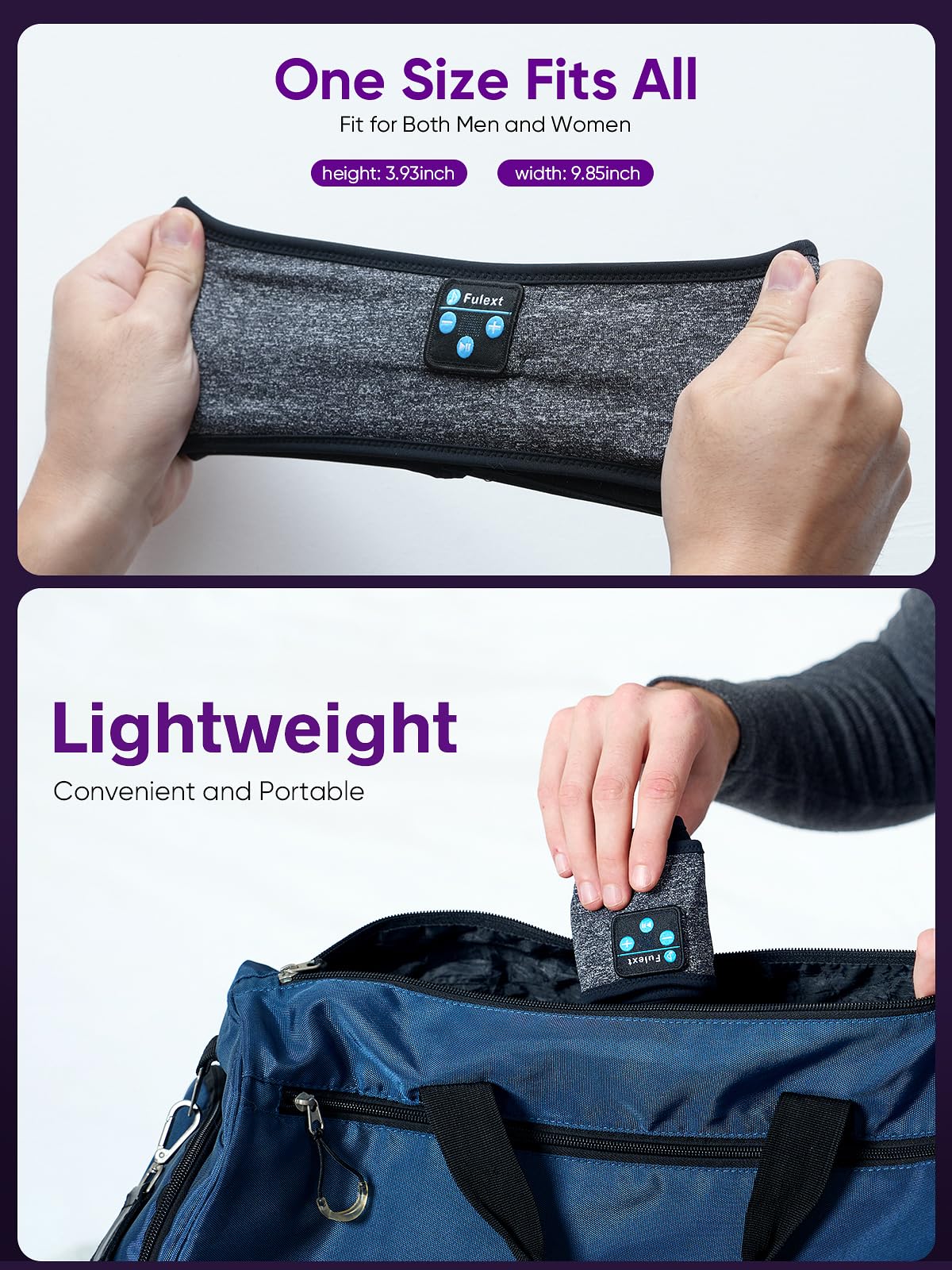 Fulext Sleep Headphones Bluetooth Headband,Sleeping Headphones Sports Headband, Long Time Play Sleeping Headsets with Built in Speakers Perfect for Workout,Running,Yoga