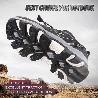 UOVO Boys Shoes Boys Tennis Running Sneakers Waterproof Hiking Shoes Kids Outdoor Fashion Sneakers Slip Resistant (Big/Little Boys) Black/Silver 1 Little Kid