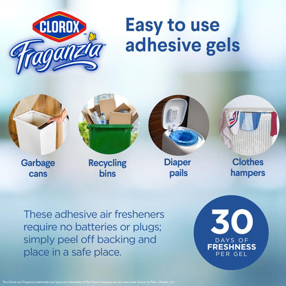 Clorox Fraganzia Adhesive Garbage Can Air Freshener Gel, Lavender with Eucalyptus Scent - No Plug, Stick On Trash Can Deodorizer and Odor Absorber, Gel Air Fresheners for Home and Kitchen, 6 Count