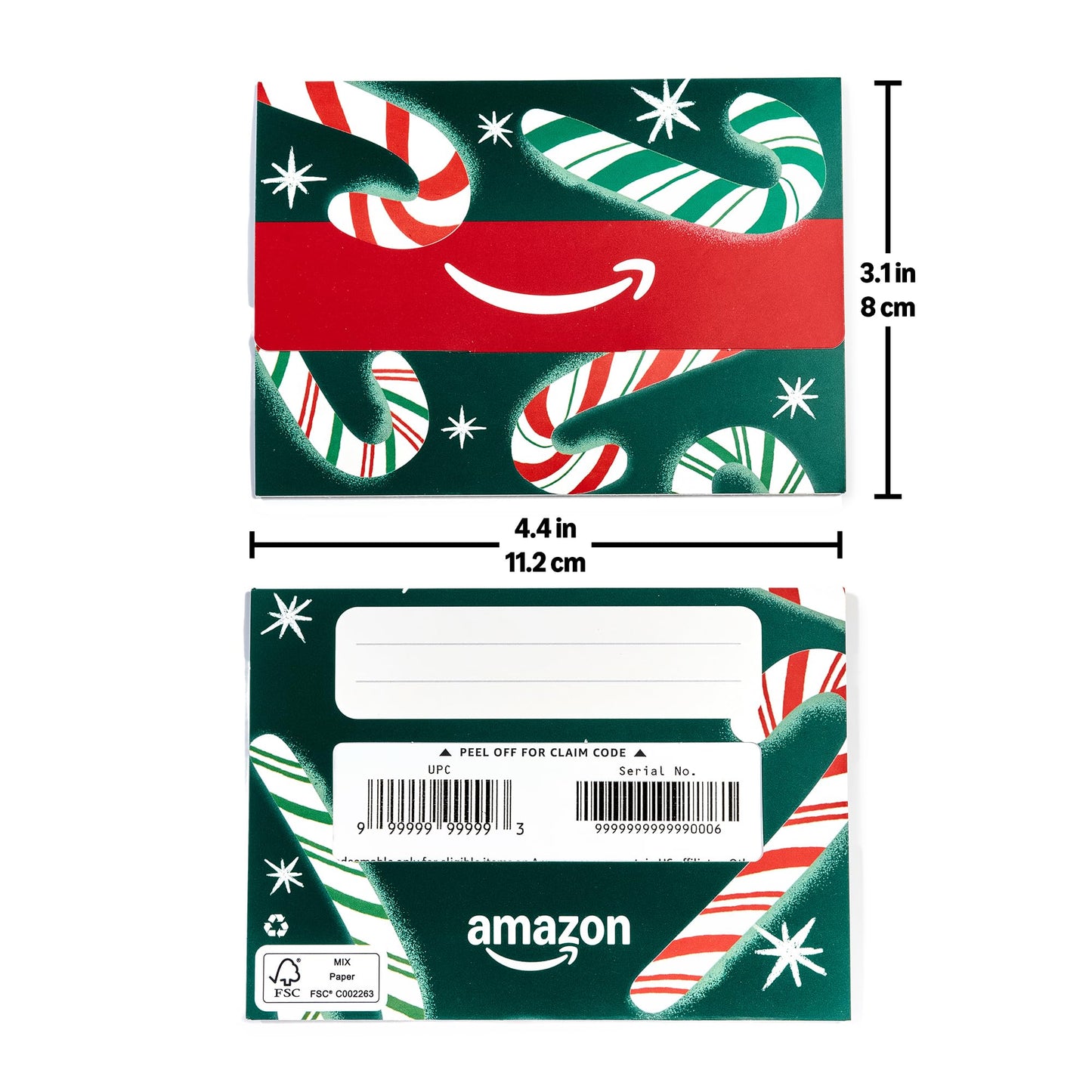 Amazon Physical Gift Card in Mini Envelope - Candy Canes | Christmas, Winter