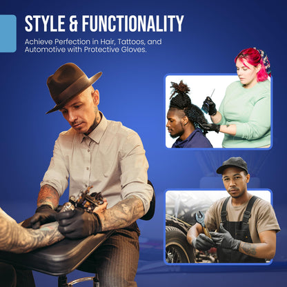 CLEAN SPACE PROJECT Black Nitrile Gloves Disposable, Box of 100-5.5 Mil, Non Latex & Powder Free - For Cooking Prep, Cleaning, Mechanic Work, Tattoo, Barber & More - Food & Industrial Use (Large)