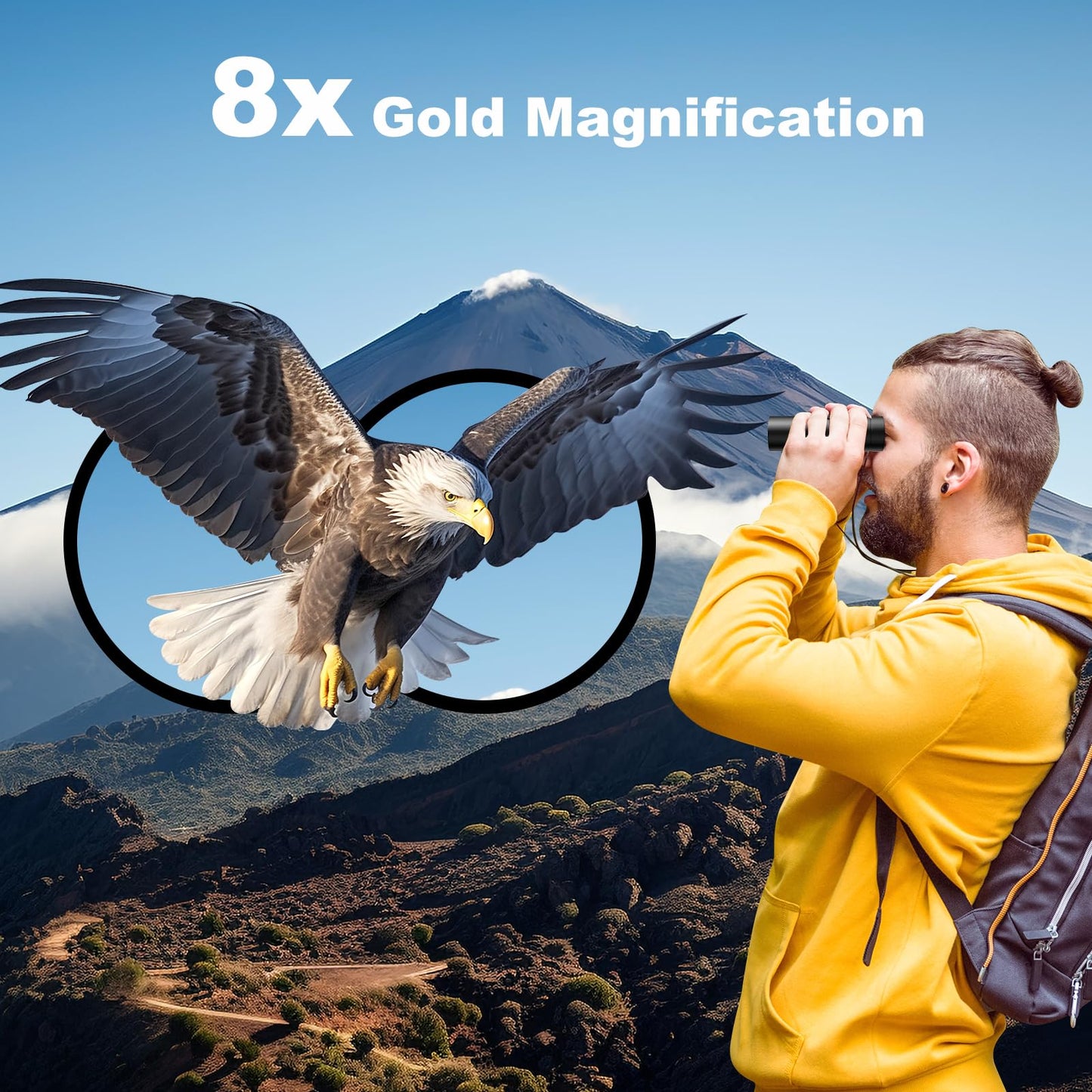 USCAMEL Binoculars for Adults and Kids 8×21 High Powered Compact Binoculars BAK4 Prism Easy Focus - for Bird Watching, Outdoor Use, Hunting, Travel (Black)