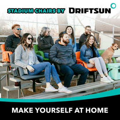 Driftsun 2 Pack Standard Size Stadium Seats with Back Support - Deluxe Foldable Stadium Chairs for Bleachers - Folding Waterproof Sport Chair - Easy to Transport