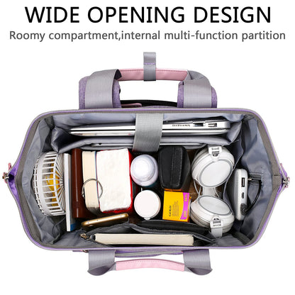 FALANKO Laptop Backpack for Women, Anti Theft Backpacks with USB Charging Port RFID Anti Theft Water Resistant,Wide Top Open Work Teacher College Travel Computer Bag for Woman Fits 15.6 Inch Laptop