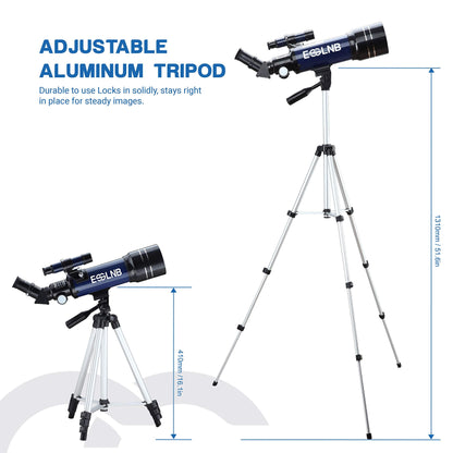 ESSLNB Telescope for Adults, 70mm Aperture Refractor Telescopes (15X-180X) for Astronomy Beginners, Portable Travel Telescope with Phone Adapter & Adjustable Tripod
