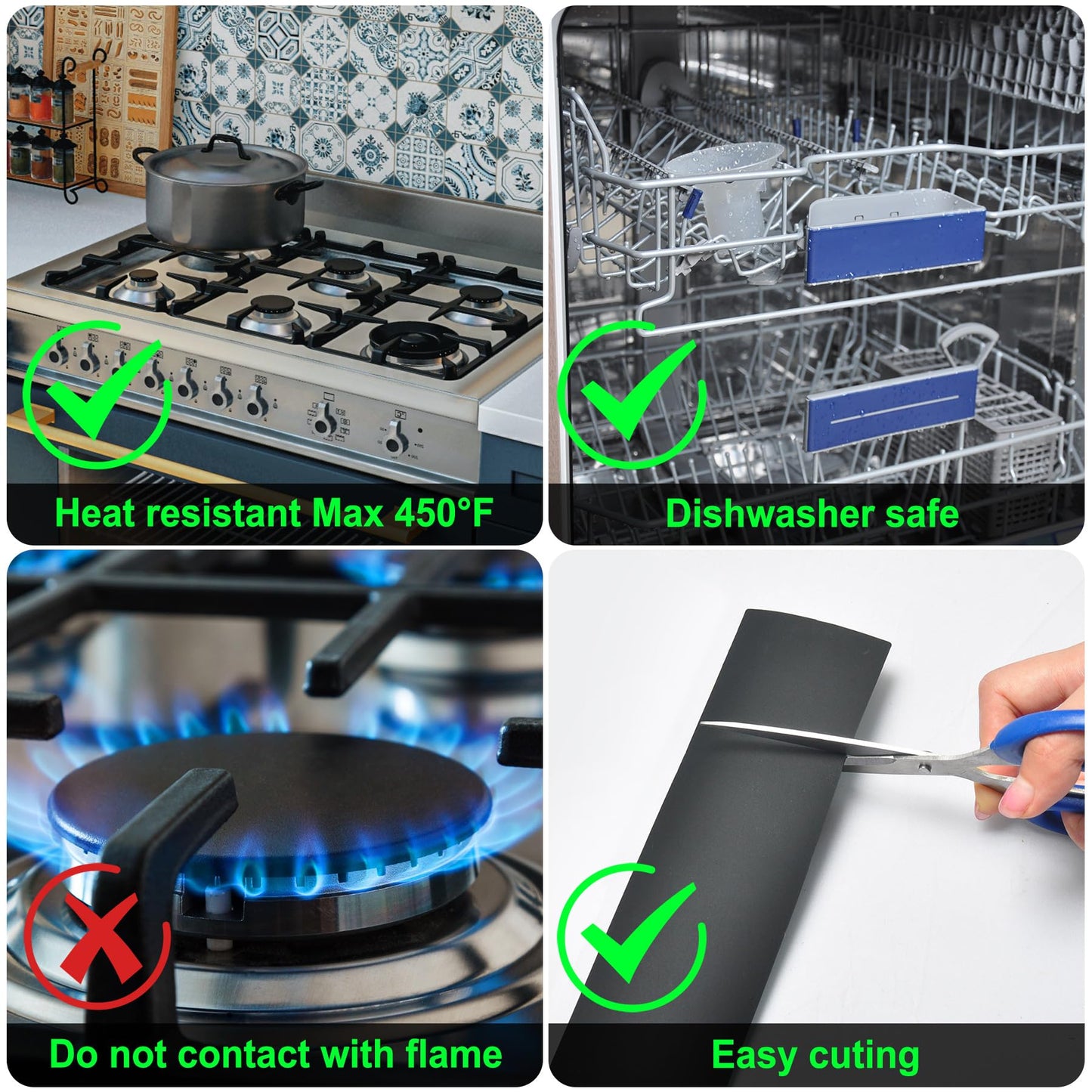 Silicone Stove Counter Gap Cover / Filler by Kindga 25" Long, Sealing Spills Between Kitchen Appliances Washing Machine and Stovetop, Set of 2 (Black)