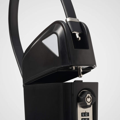 SAFEGO Portable Indoor/Outdoor Lock Box Safe with Key and Combination Access (Compact, Black)