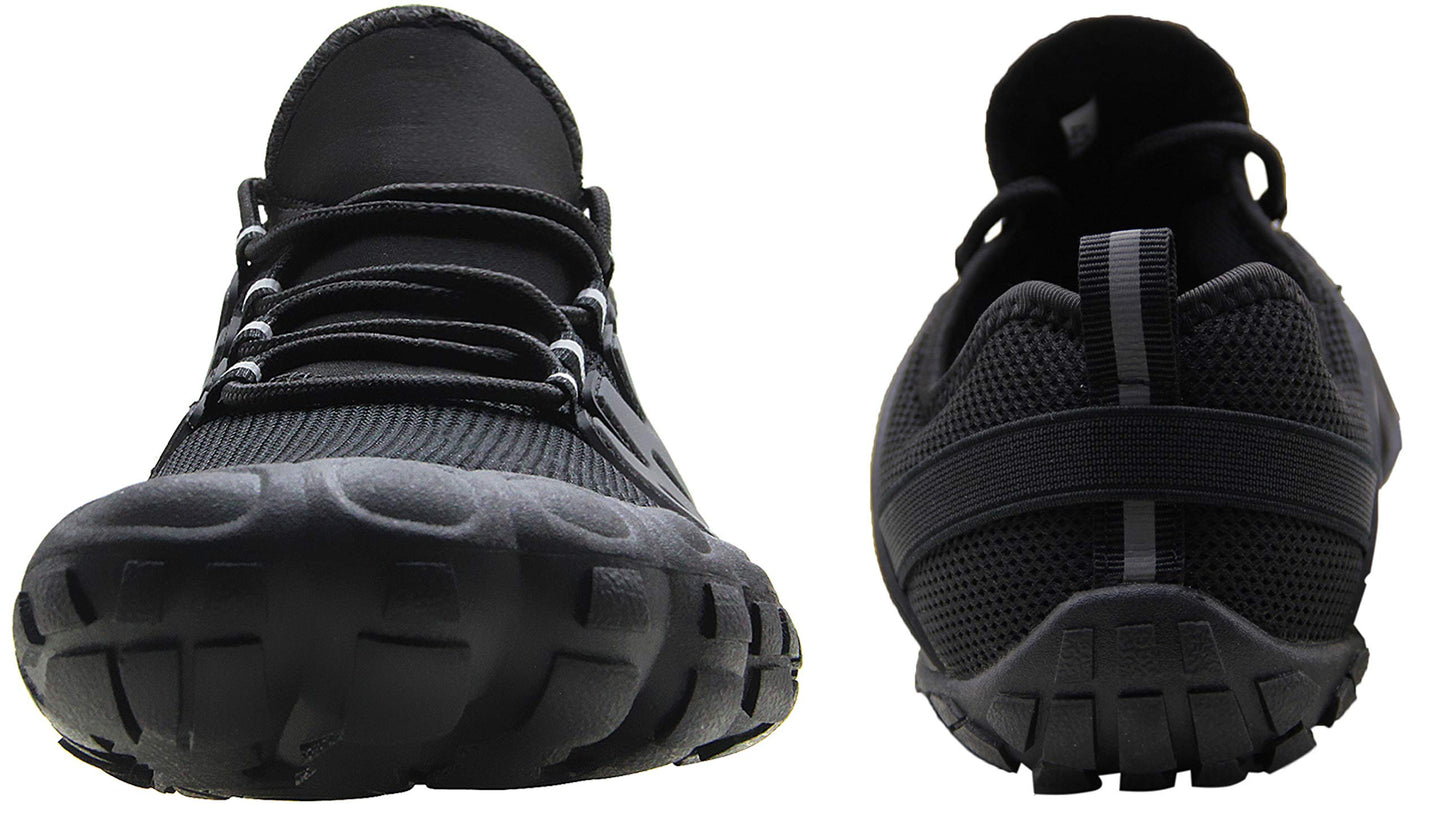 Weweya Minimalist Shoes Men Five Fingers Cross Training Barefoot Trail Running Shoes Workout Treadmill Biking Runners Tennis Indoor Rowing Throwing Size 9 Black