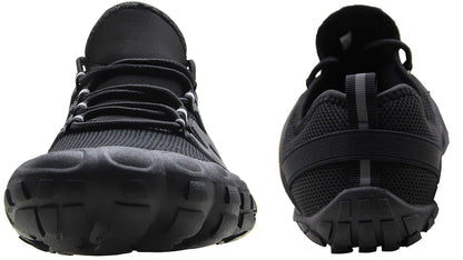 Weweya Minimalist Shoes Men Five Fingers Cross Training Barefoot Trail Running Shoes Workout Treadmill Biking Runners Tennis Indoor Rowing Throwing Size 9 Black