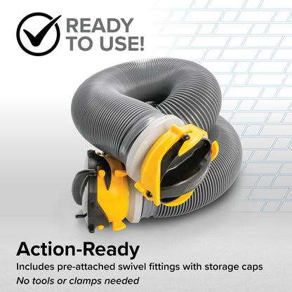 Camco 39665 Deluxe 10' Sewer Hose Extension - Heavy Duty Design with Swivel Fittings, Easy To Use and Compresses For Simple Storage, Storage Caps Included, Gray