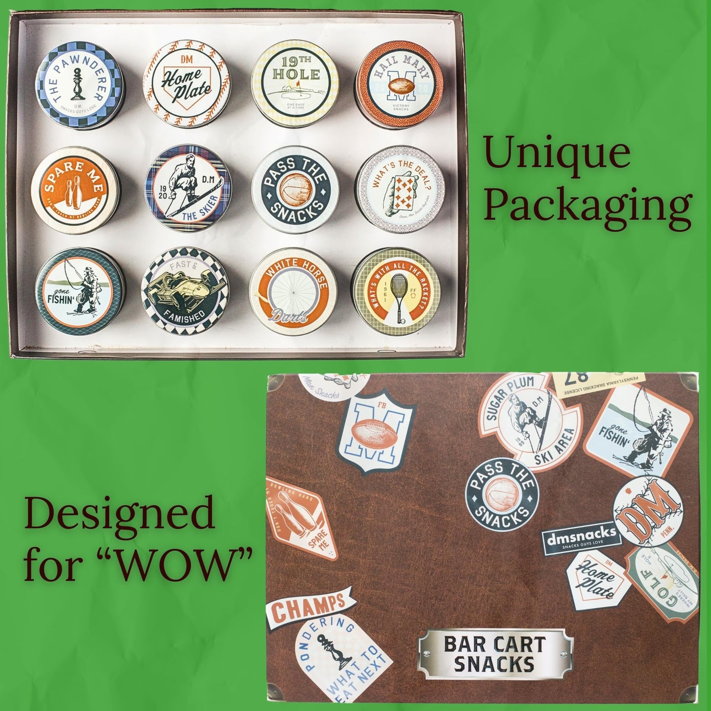 Snack Box Gift Basket, Birthday Gift for Men, Food Care Package, Unique Tins of Assorted Nuts, Snacks in Stunning Case - Treat for Men, Women, Dad, Friends, Family