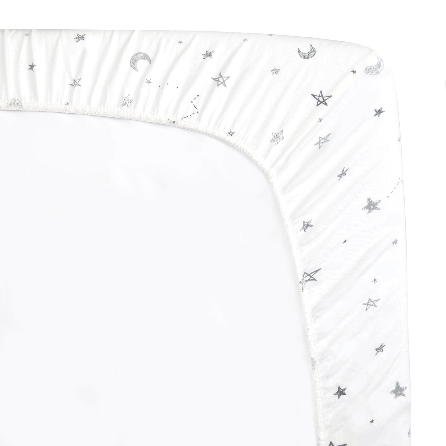 TL Care 2 Pack 100% Natural Cotton Fitted Pack and Play Sheets 39" x 27" - Soft & Breathable Pack N Play Sheets for Playard & Mini Crib Mattress, Gray Star/Gray Zigzag, for Boys & Girls