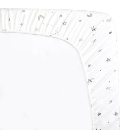 TL Care 2 Pack 100% Natural Cotton Fitted Pack and Play Sheets 39" x 27" - Soft & Breathable Pack N Play Sheets for Playard & Mini Crib Mattress, Gray Star/Gray Zigzag, for Boys & Girls