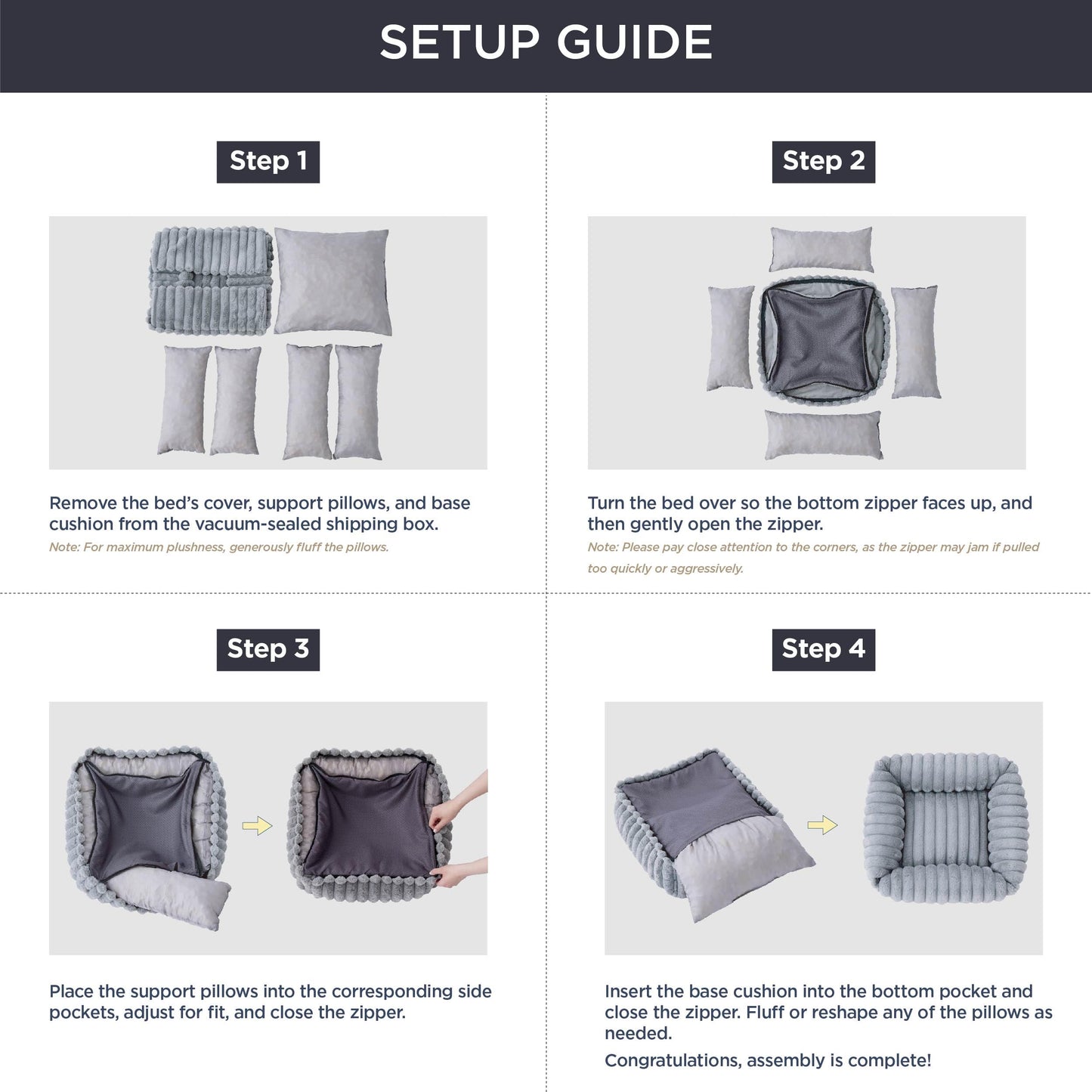 Bedsure Cute Dog Bed for Small Medium Dogs - Washable Furry Puppy Beds, Rectangle Orthopedic Corduroy Fleece Pet Beds with Removable Zipper Cover, 25x21x7inches, Cream