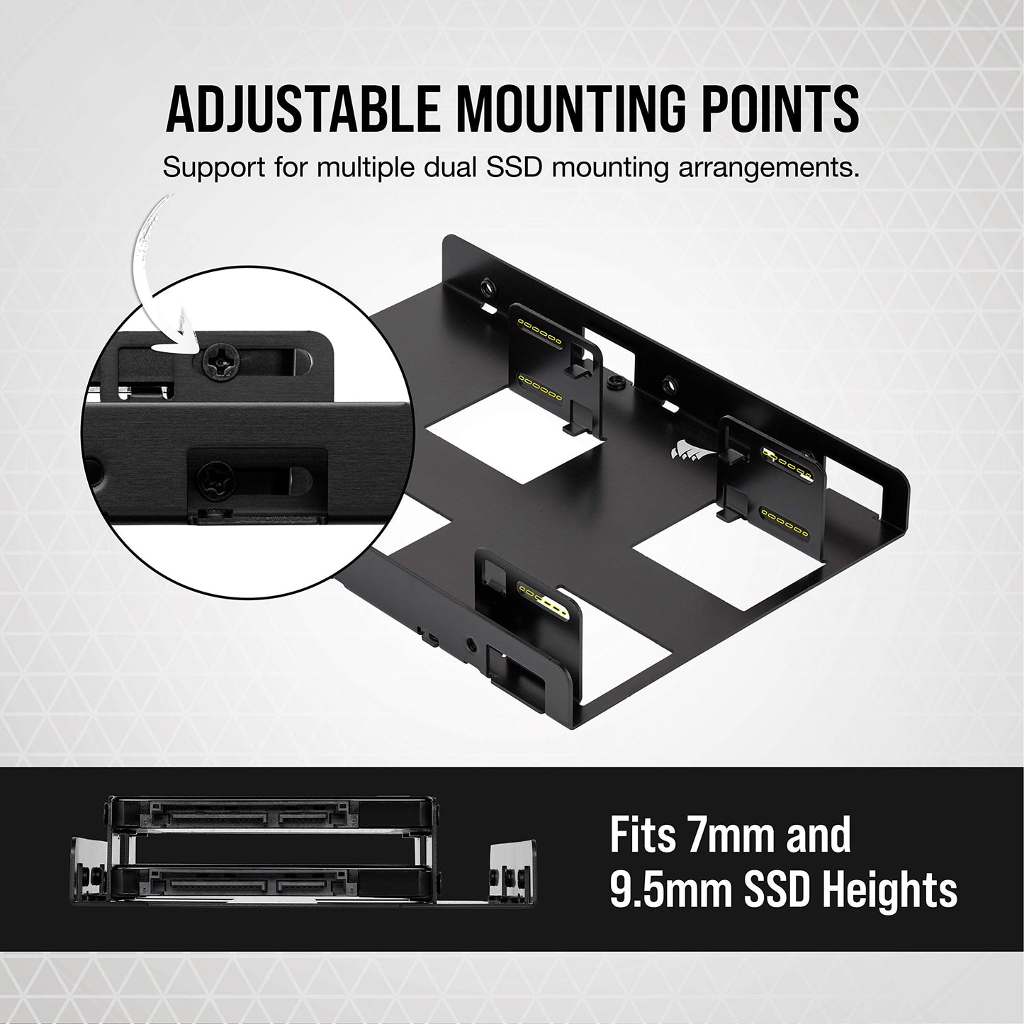 Corsair Dual SSD Mounting Bracket (3.5” Internal Drive Bay to 2.5", Easy Installation) Black