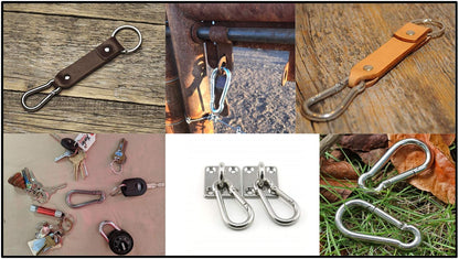 Branded Boards Black & Silver Zinc-Galvanized Heavy Duty Bushcraft Carabiner Spring Snap Clip Link Hooks 200-500lb Load 2, 6 & 12 Packs (Silver-7cm-12 Pack)